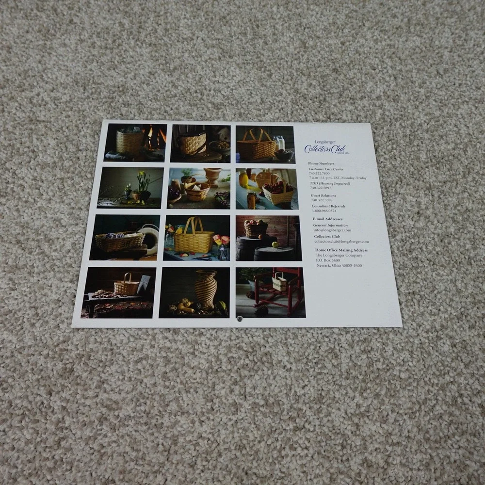 Longaberger Collectors Club 2009 Every Month a Memory Calendar Basket Photos
